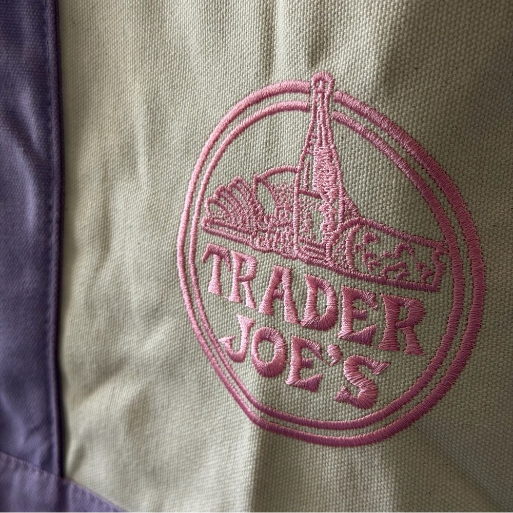 2026! Trader Joe's Limited Edition Lavender Canvas 1pc Large Tote Bag Only